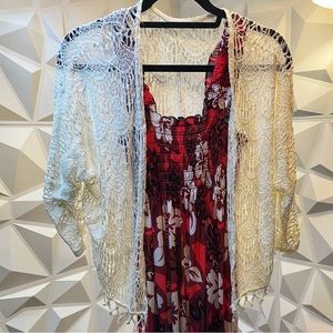 Like New!  Beautiful Crochet Open Cardigan